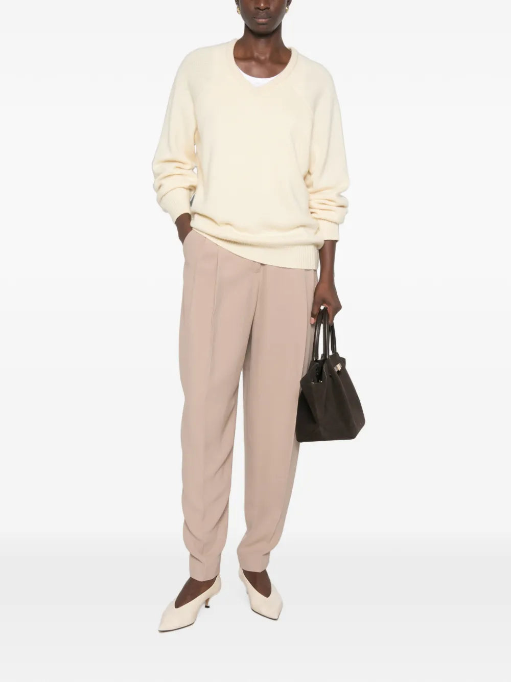 pleated tapered trousers