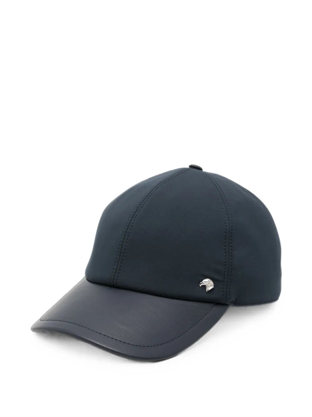 leather-trim logo-plaque baseball cap