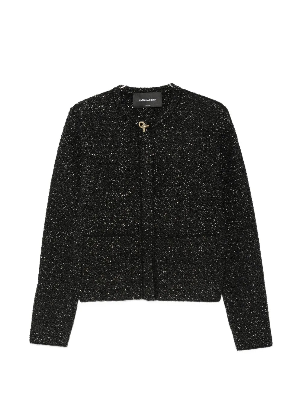 bouclé-knit metallic-thread jacket