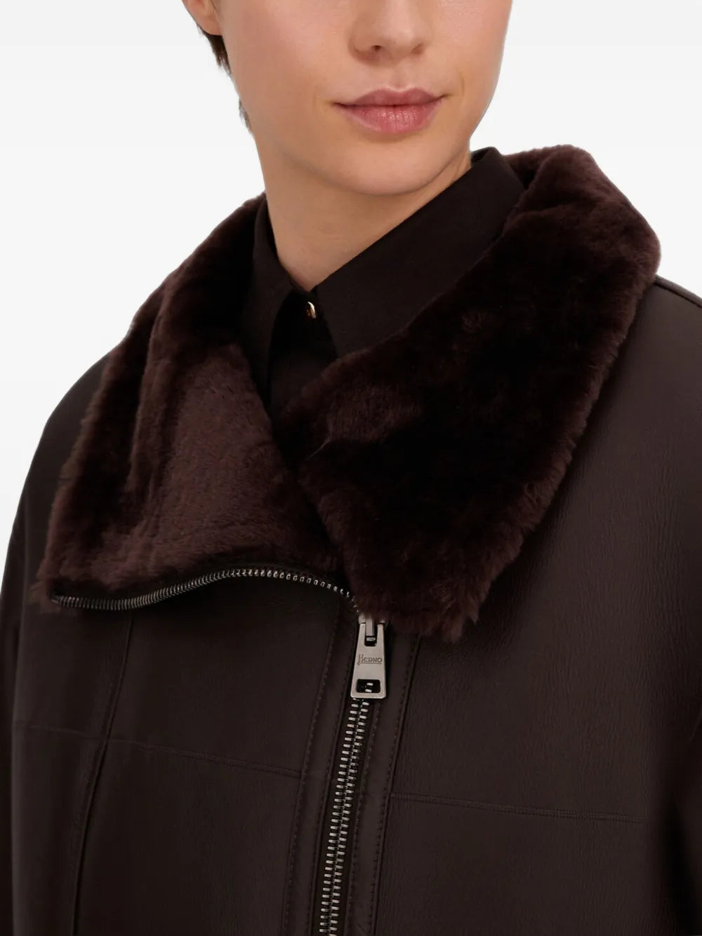 shearling-lined leather jacket