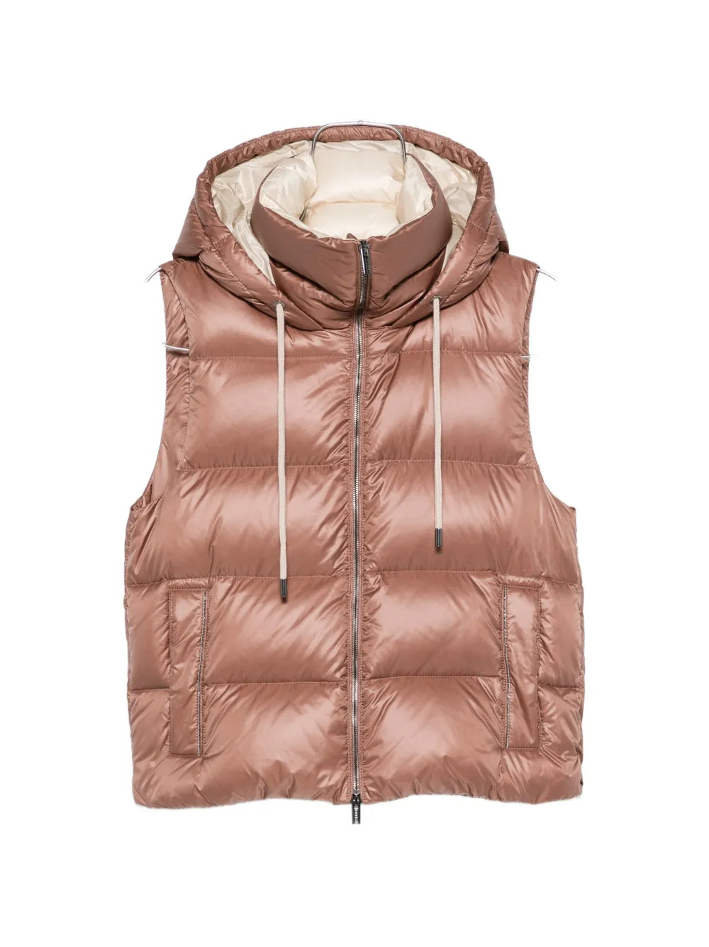 quilted hooded puffer gilet