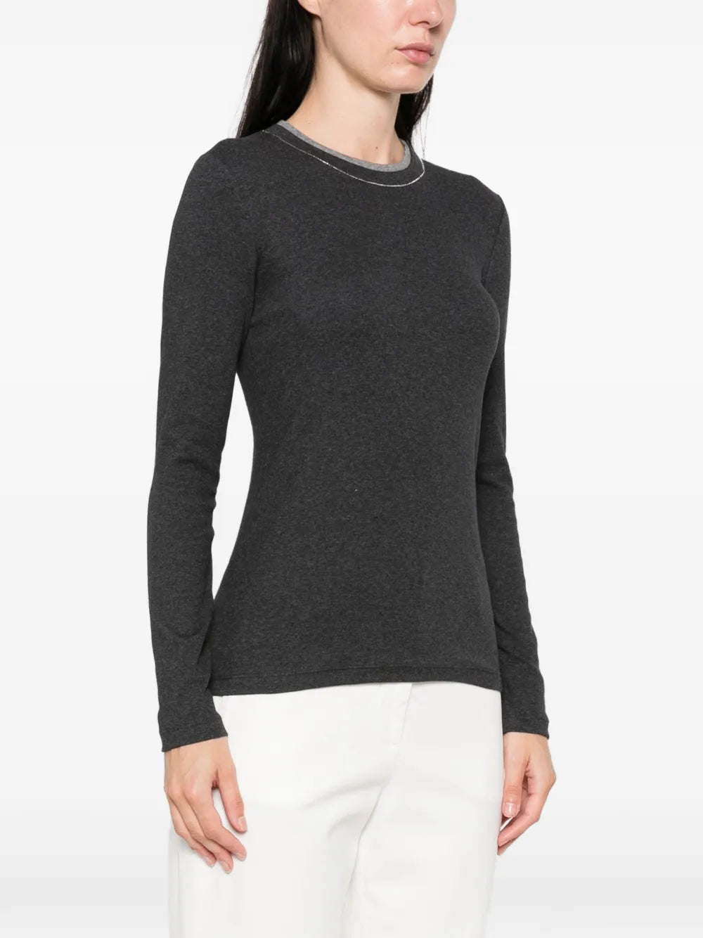 bead-embellished long-sleeve T-shirt