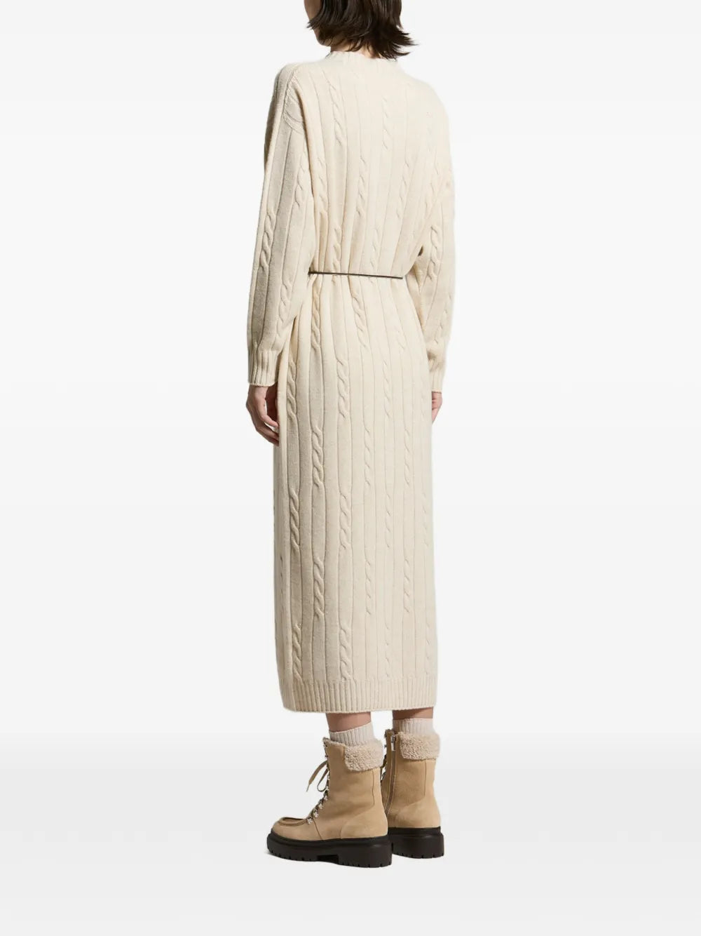 cable-knit belted maxi dress