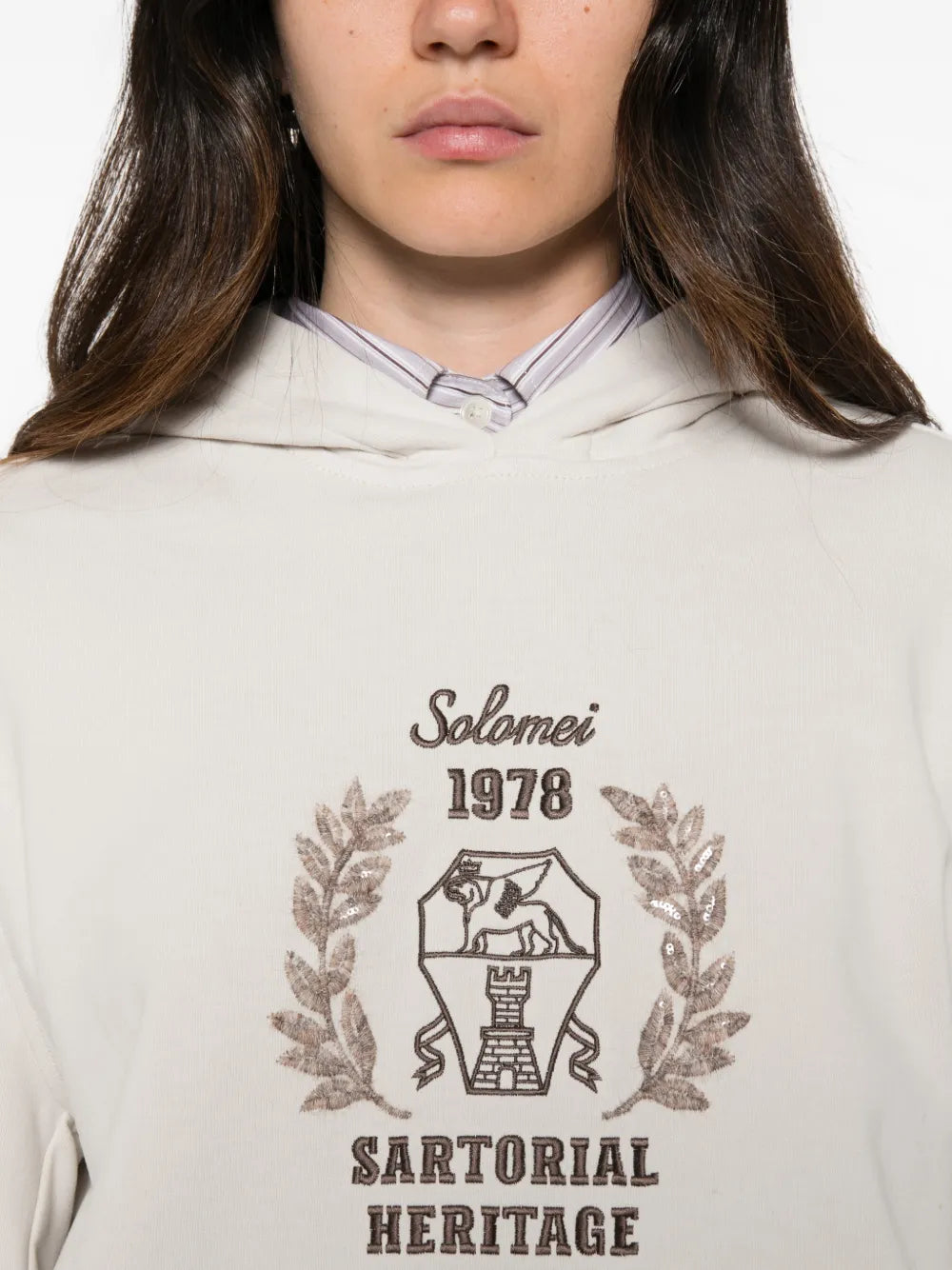 logo-embroidered sequin-embellished hoodie