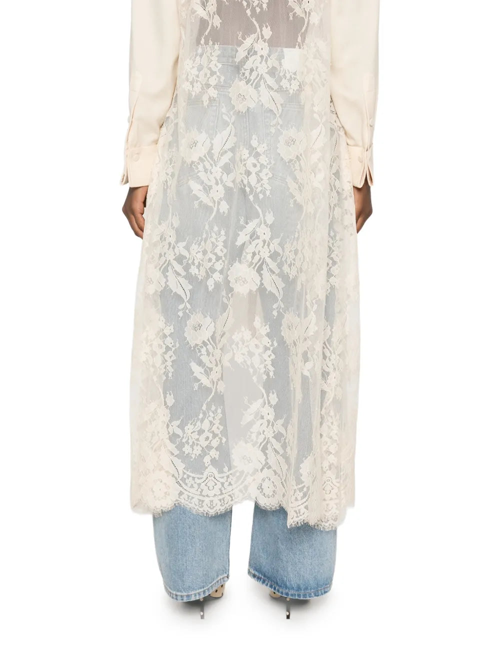 lace-panelled asymmetric shirt