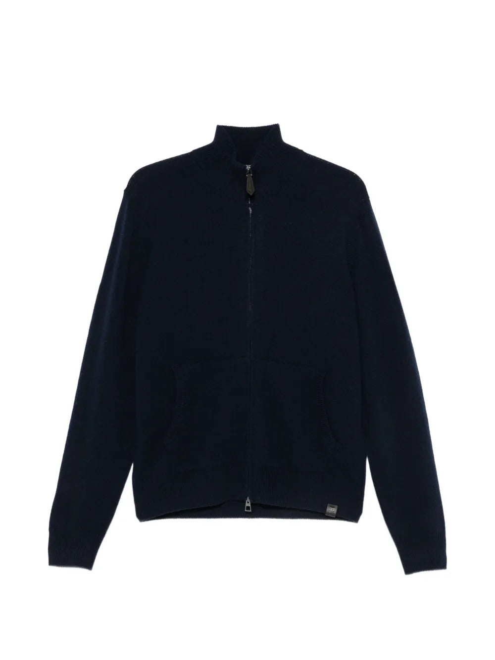 zip-up high-neck cardigan
