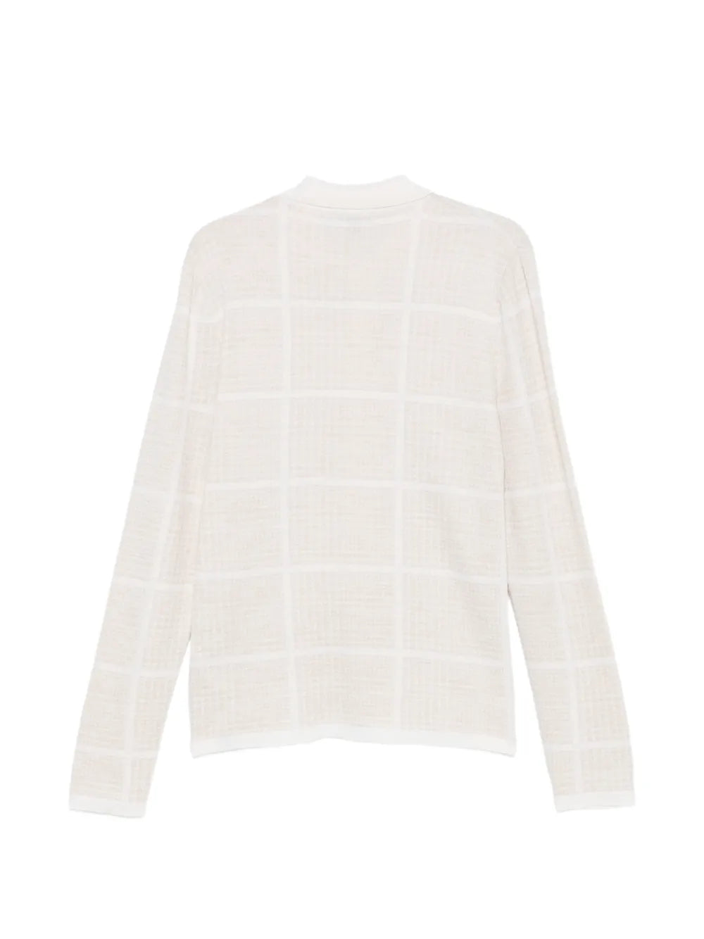 check-knit button-up cardigan