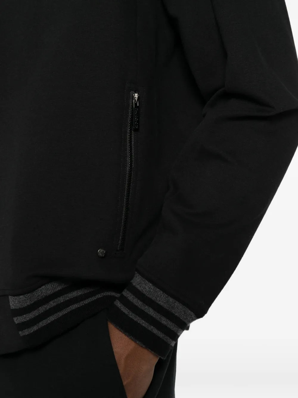 stripe-trim zip-fastening sweatshirt