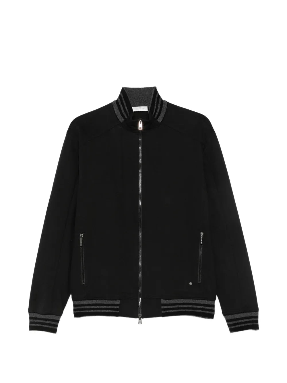 stripe-trim zip-fastening sweatshirt