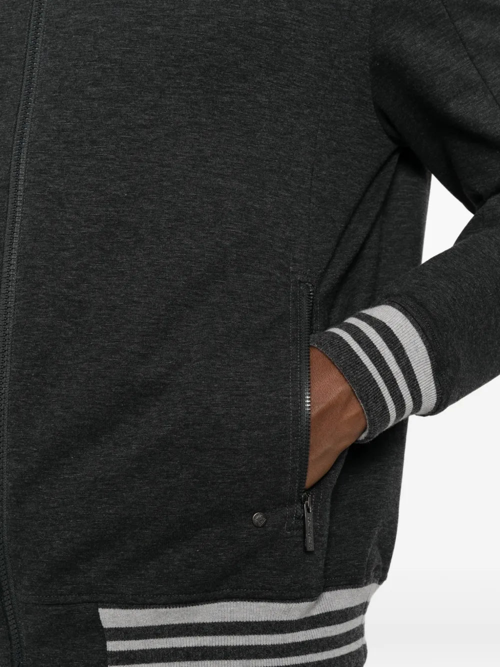 striped-trim zip-up jacket