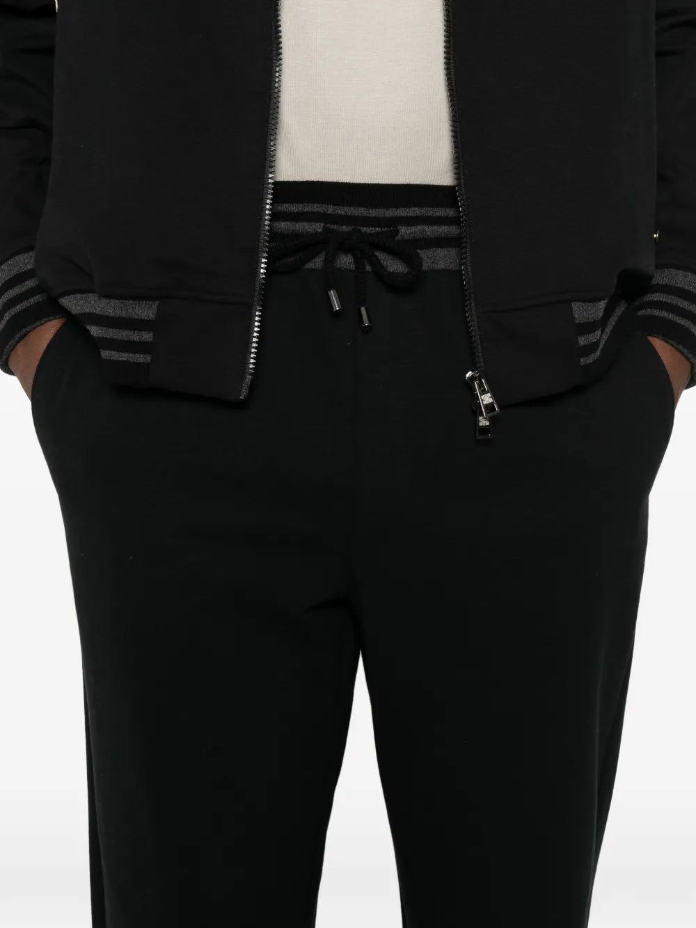 striped-waistband drawstring track pants