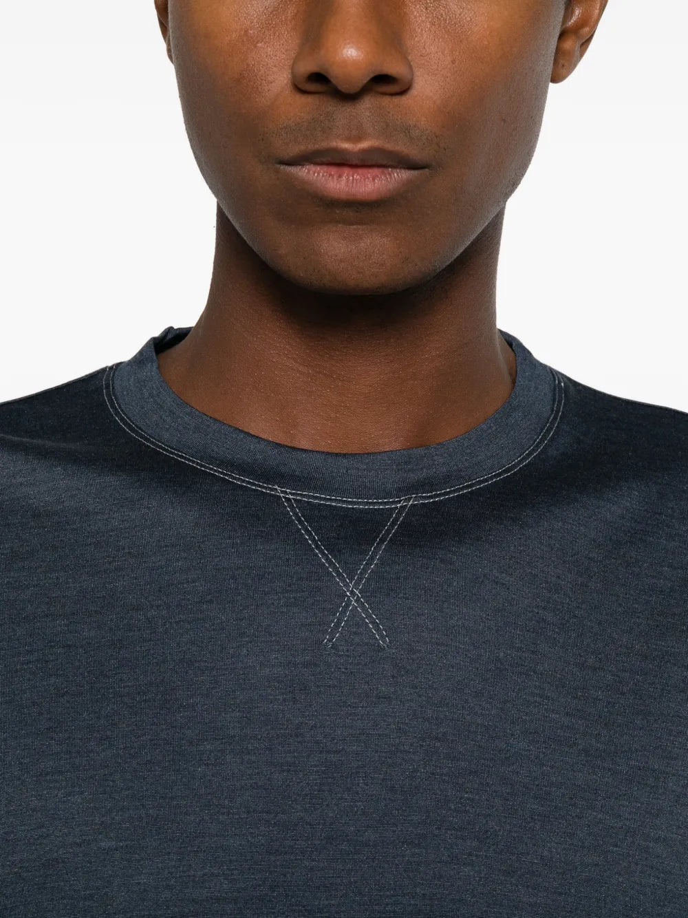 cross-stitch detail round-neck T-shirt