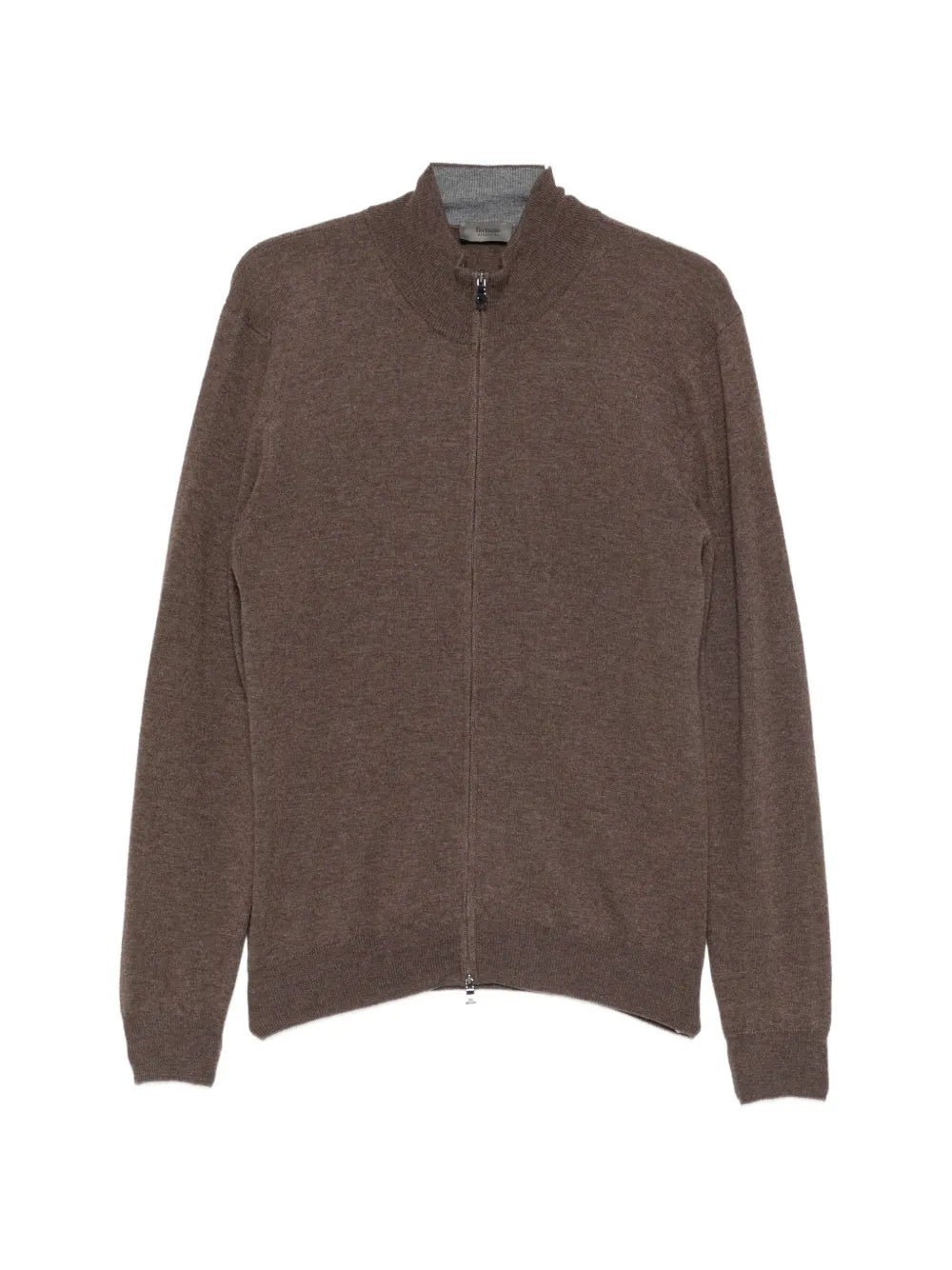 zip-up high-neck cardigan