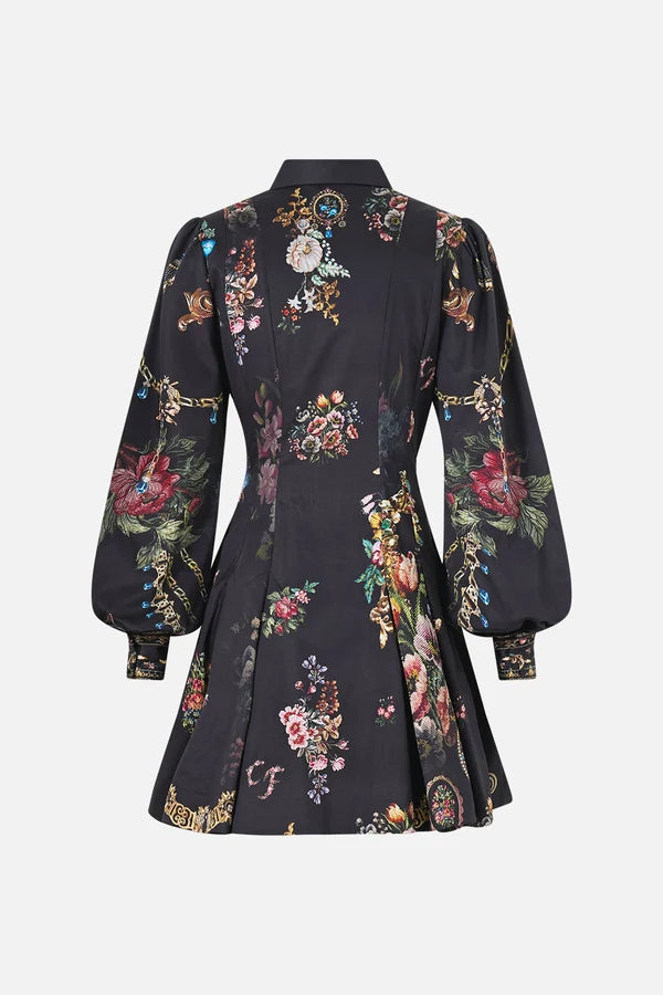 floral-print pleated dress
