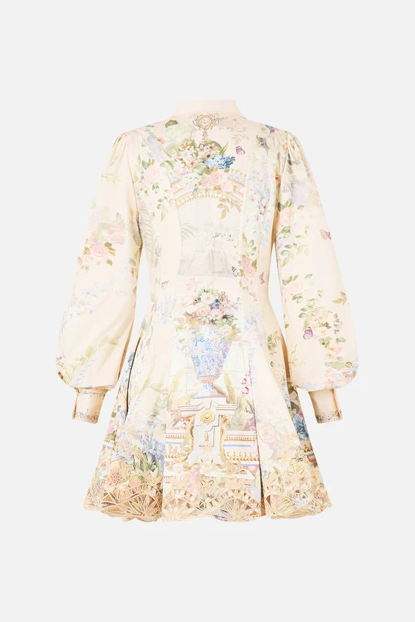 floral-print laser-cut dress