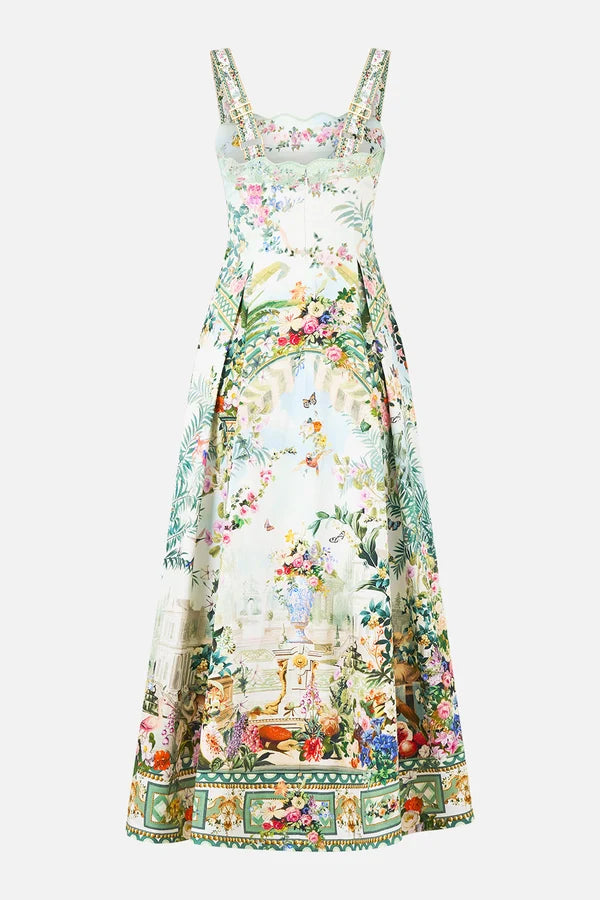floral-print pleated dress