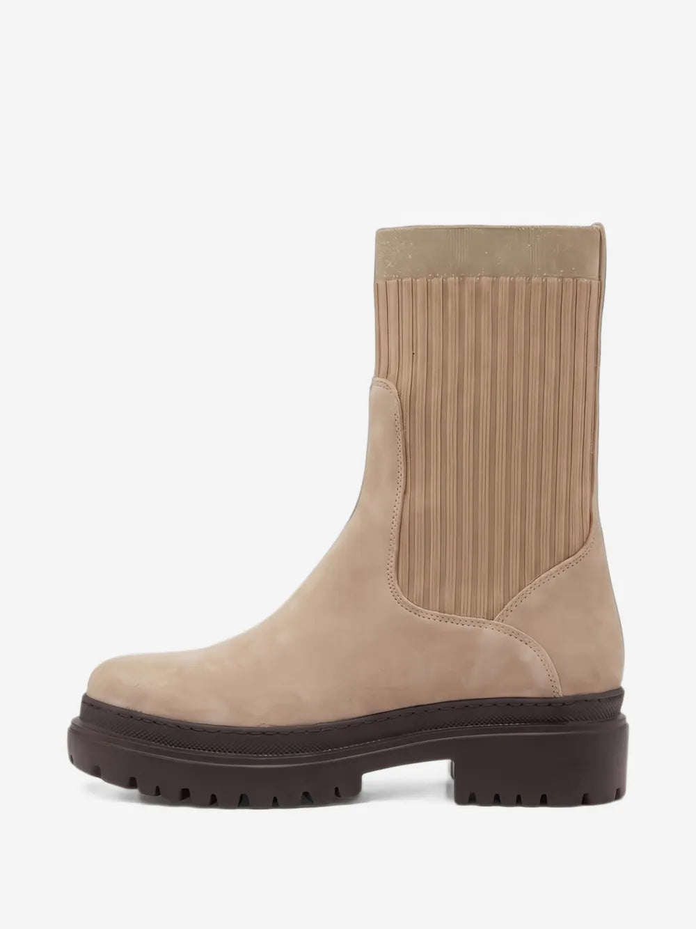 ribbed-knit panelled ankle boots
