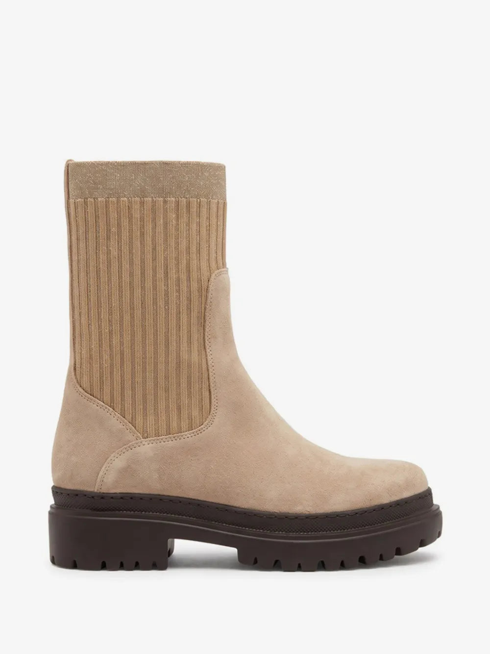 ribbed-knit panelled ankle boots