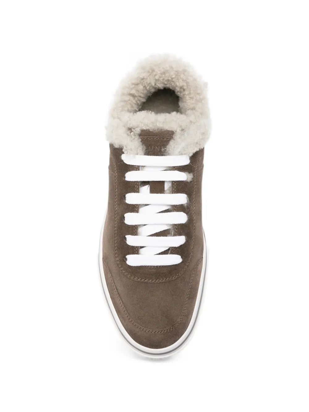 shearling-trim suede sneakers
