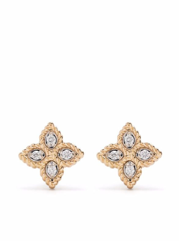 18kt rose gold Princess Flower diamond earrings