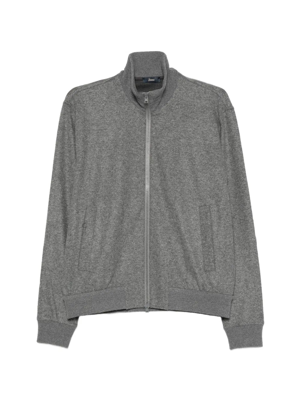 zip-up high-neck cardigan