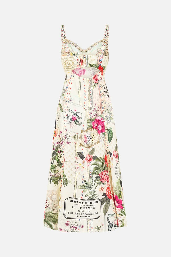 floral-print cutout-back midi dress