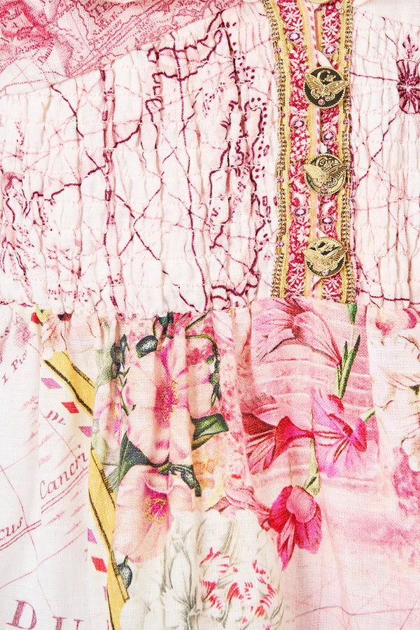 ruffled floral-print mini dress