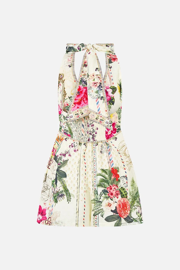 floral-print halterneck playsuit