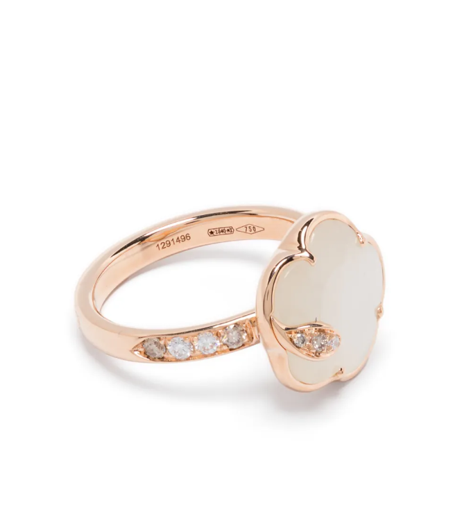 18K rose gold Petit Joli Lunaire diamond and pearl ring