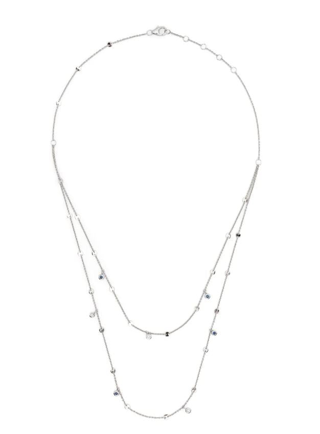 18kt white gold diamond layered necklace