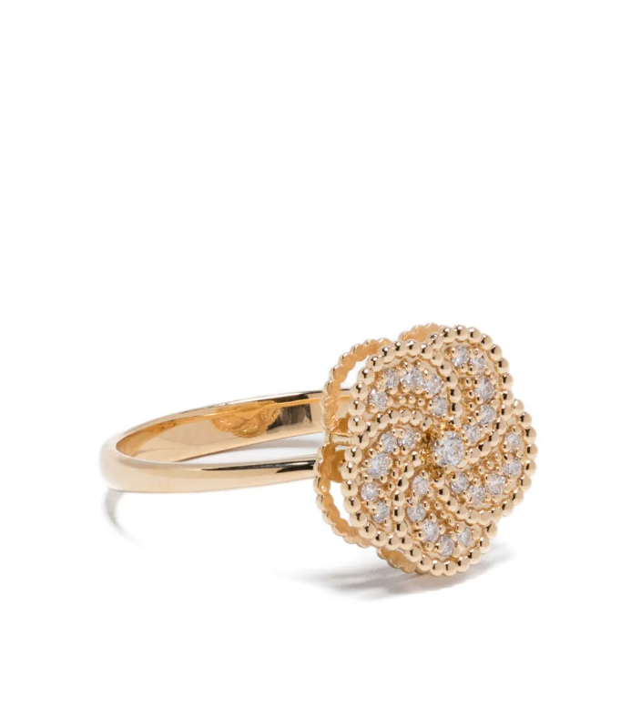 18K yellow gold diamond floral ring