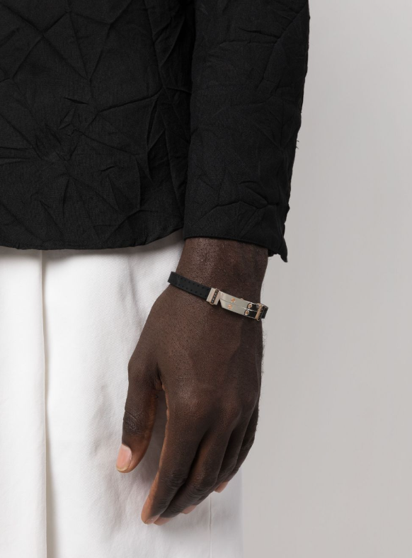 logo-engraved diamond-detail bracelet