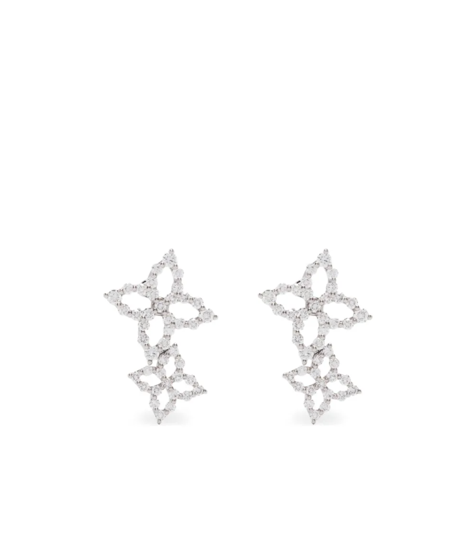 18kt white gold Flower drop earrings