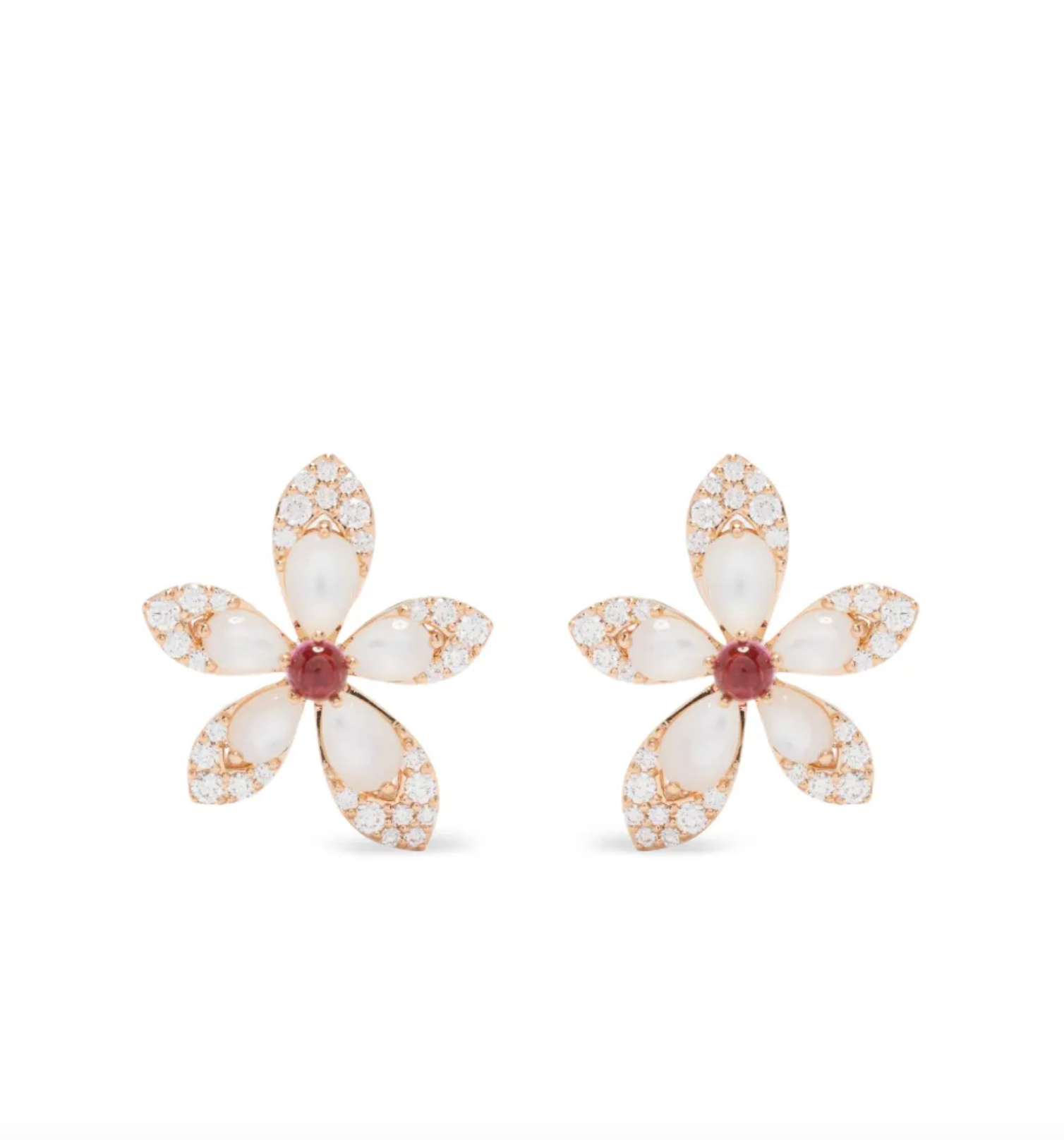 18kt rose gold Tiare ruby earrings