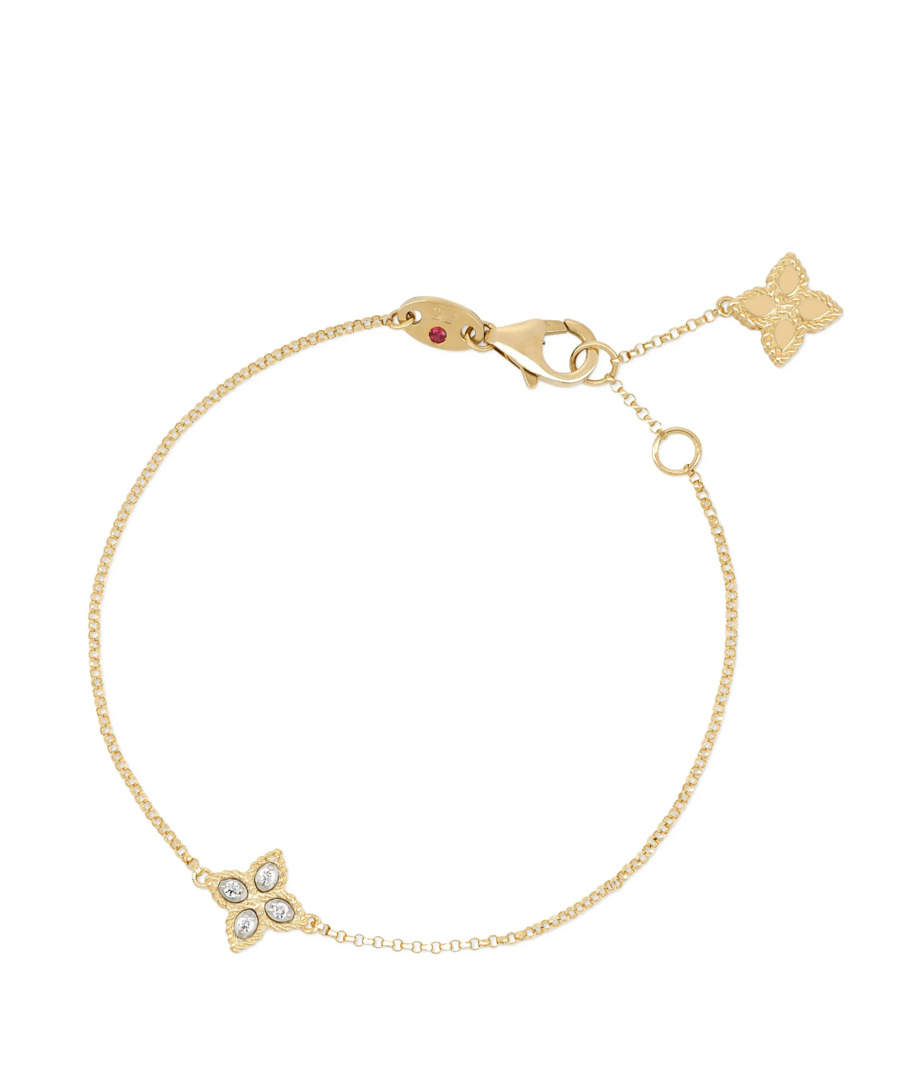 Pulsera de diamantes Princess Flower en oro amarillo de 18 kt 