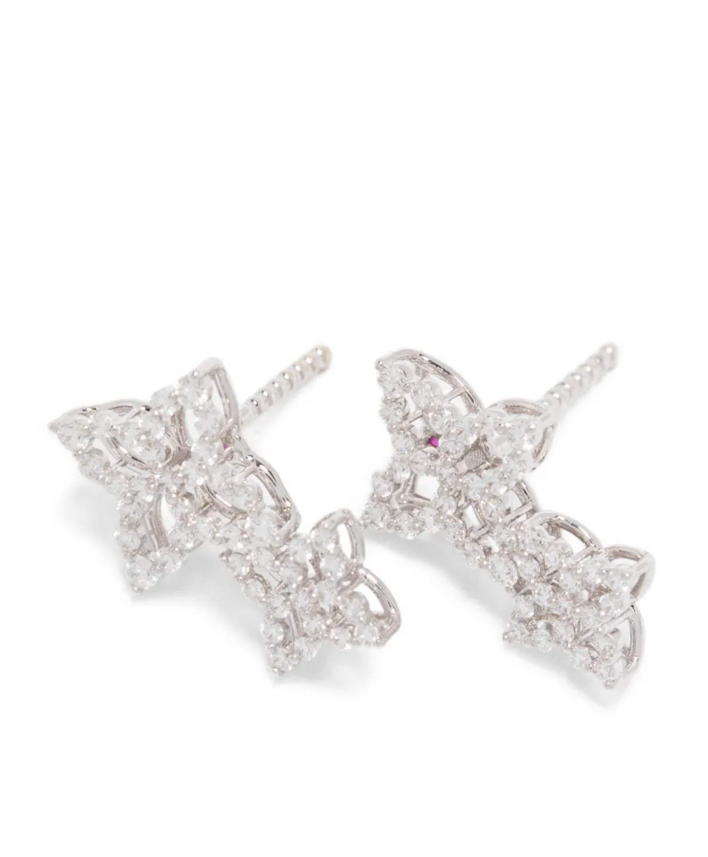 18kt white gold Flower drop earrings