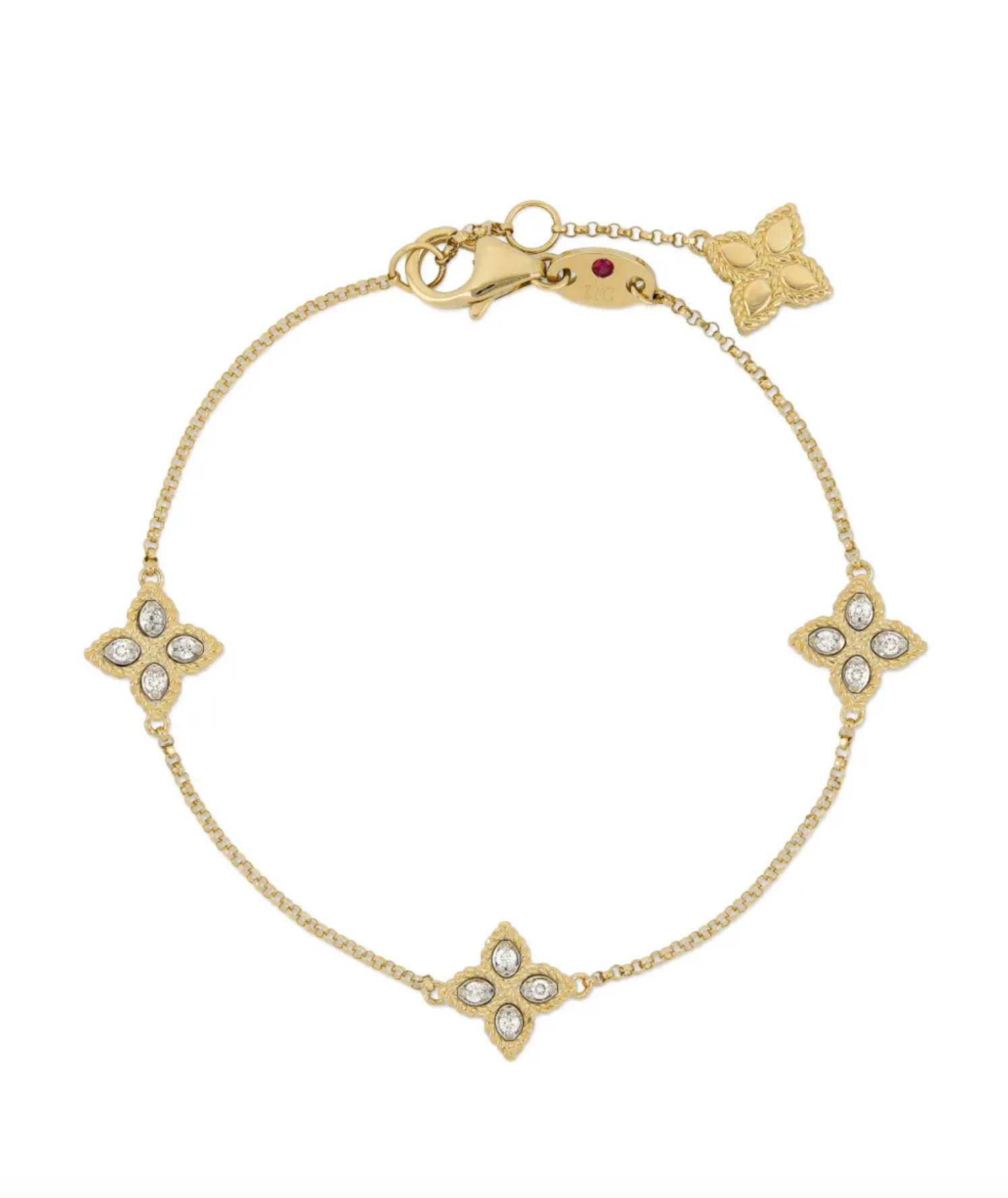 Pulsera de diamantes Princess Flower en oro amarillo de 18 kt 