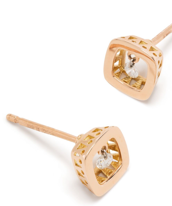 aretes Vega en oro rosa de 18kt con diamantes 