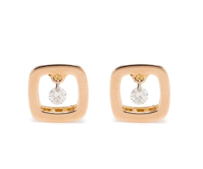aretes Vega en oro rosa de 18kt con diamantes 