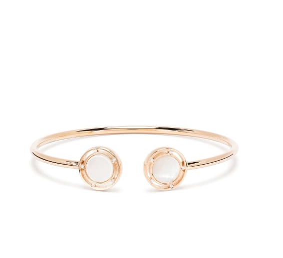 brazalete en oro rosa de 18kt con madreperla y diamantes 