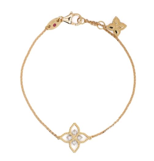 18kt yellow gold diamond Princess Flower bracelet