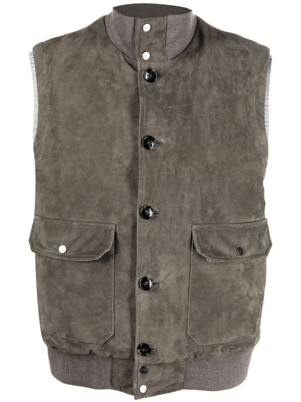 feather-down suede padded gilet
