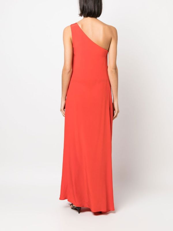one-shoulder silk maxi dress