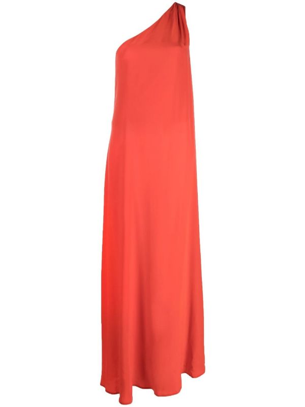one-shoulder silk maxi dress