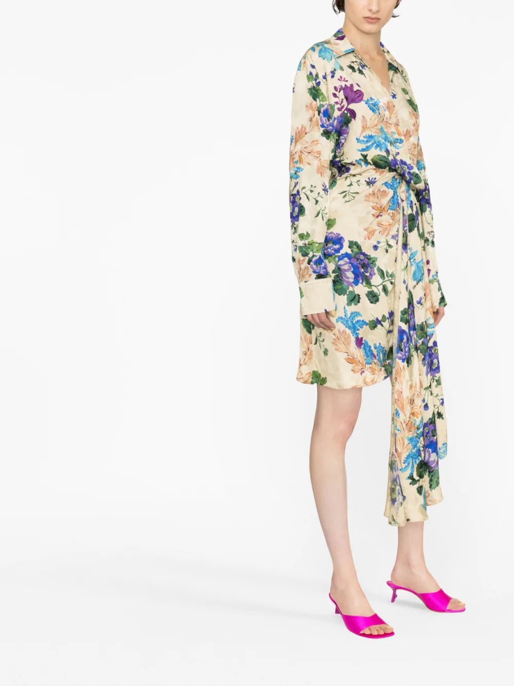 floral-print asymmetric shirtdress