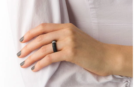 18kt white gold, diamond and black cermaic Pura ring