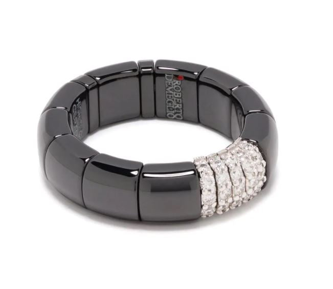 18kt white gold, diamond black ceramic ring