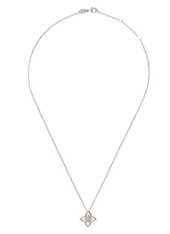 18kt white gold diamond Princess Flower necklace
