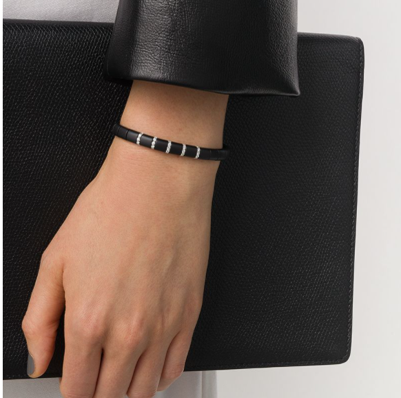 18kt white gold, diamond and black ceramic Domino bracelet