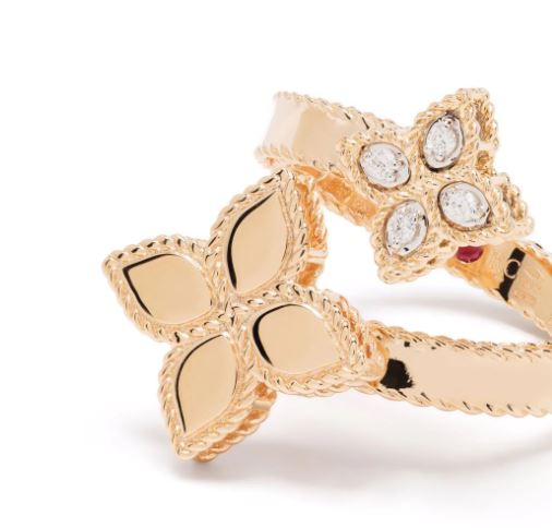 18kt yellow   gold Princess Flower diamond ring